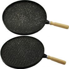 MiraLive Çift Taraflı Döküm Granit Bazlama - Gözleme Tavası 36CM (4887)