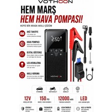 MiraLive 12000 Mah Akıllı Akü Takviye ve Dijital Hava Pompası Akım Korumalı