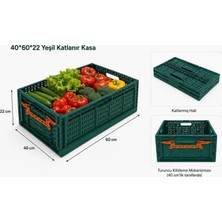 Aslan Ticaret 5'li Yeşil Katlanır Kasa Plastik 40*60*22 cm Camp