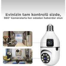 Masling Çift Kameralı 360 Full Hd 1080P Ampül Kamera Ampül Smart Ip Kamera Güvenlik Kamerası-Ev-Ofis Kamerası