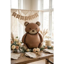 Partixa Retro Kahverengi Teddy Bear Ayıcık Folyo Balon Baby Shower Parti Süsü