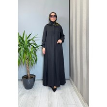 Miss Dalida Gömlek Yaka Ipek Keten Uzun Elbise Siyah 2264351