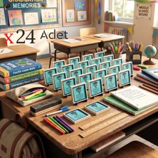Miaju Hayat Ağacı Tasarımlı Öğrenci Hediyesi 24'lü Set; Öğretmen Ismine Özel Yıl Sonu Hatırası 10X10 cm