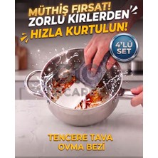 Gio Ticaret 4'lü Set Çizmez Tencere Tava Ovma Bezi Sihirli Bulaşık Teli Çok Amaçlı Temizlik Bezi