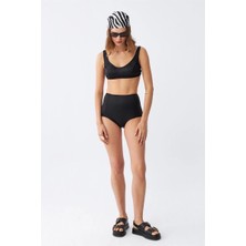 Melonika Kadın Basic Siyah Pedli Yüksek Bel Bikini Takımı