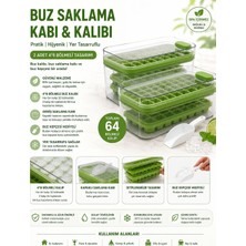 Pixue Yeni Nesil Kürekli Basmalı Buz Kalıbı  32+32 Buzluk Silikon Malzemeden Üretilmiş