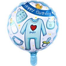 Ett 18 Inc Yuvarlak Baby Mavi Renk Folyo Balon 43*43