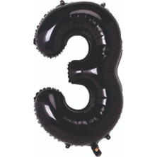 Ett 3- Rakam 34 Inc Siyah Renk Balon 76 cm