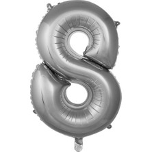 Ett 8- Rakam 34 Inc Gümüş Renk Balon 76 cm