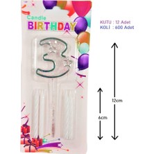 Ett Mika Şeffaf 3 Rakam Gümüş Mum 12CM Pk:12 KL:600