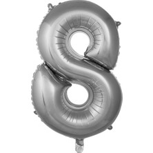 Ett 8- Rakam 16 Inc Gümüş Renk Balon 36 cm