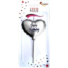 Ett Happy Birthday Kalp Gümüş Mum Pk:12 KL:480