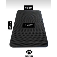 Pati Store 2 Adet Elekli Kedi Tuvaleti Önü Paspası – Kedi Kumu Toplayıcı – Çift Katmanlı Sert Plastik 60X45CM - Siyah