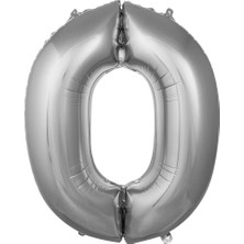 Ett 0- Rakam 16 Inc Gümüş Renk Balon 36 cm