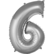 Ett 6- Rakam 16 Inc Gümüş Renk Balon 36 cm