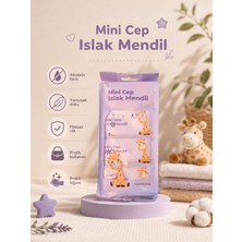 8’li Mini Cep Islak Mendil, Mor, Zürafa, Alkolsüz, Kokusuz, Taşınabilir