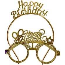Ett Mika Taç Gözlük Happy Birthday Gold