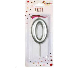 Ett Orta Boy 0 Rakam Gümüş Mum 10CM Pk:12 KL:600