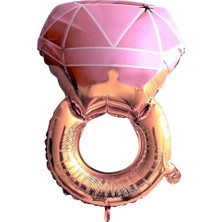 Ett Tek Taş Yüzük Pembe Folyo Balon 46*72