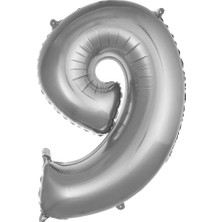 Ett 9- Rakam 40 Inc Gümüş Renk Balon 100 cm