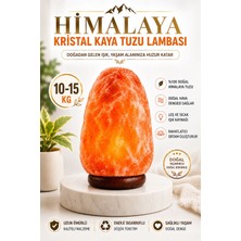 Anadolu Hasat Himalaya Kristal Kaya Tuzu Lambası 10-15 kg Ahşap Tabanlı 1,5 Metre Kablolu Doğal Lamba