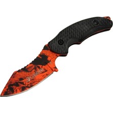 sbodurhome 156B Turuncu Desenli Kamp Çakı Bıçağı 19 cm - Kılıflı