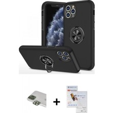 Pileli Store Pilelistore™ iPhone 11 Pro Max Kılıf Odak Form Prime - Siyah Seramik Nano Ekran Koruyucu + Pers Alüminyum Kamera Lens - Yl