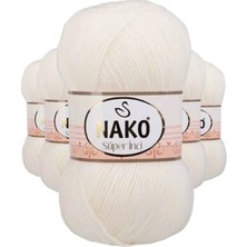 Hace Bazaar 5 Adet Süper Inci El Örgü Ipi 100 gr Ekru 300