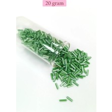 Hace Bazaar Uzun Boru Kesme Boncuk Çap 2mm Uzunluk 10 mm - 20 Gram - Yeşil Beyaz - BNC247