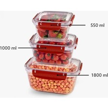 Hace Bazaar Master Dikdörtgen Saklama Seti 3'lü 550-1000-1800 ml -30866