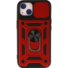 DS LLC Apple Iphone 15 Kılıf Pars Lens Yüzüklü Silikon - Kırmızı