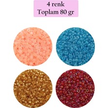 Hace Bazaar Dökme Cam Kum Boncuk (11/0) 2 mm - 4 Renk - Toplam 80 Gram -  BNC405