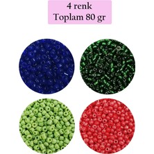 Hace Bazaar Dökme Cam Kum Boncuk (11/0) 2 mm - 4 Renk - Toplam 80 Gram -  BNC399