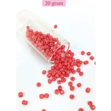 Hace Bazaar Dökme Cam Kum Boncuk Büyük Boy (6/0) 4 mm - 20 Gram - Açık Kırmızı - BNC089