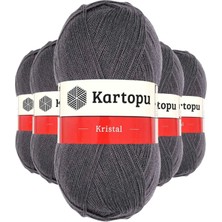 Kartopu 5 Adet Kristal Çift Katlı El Örgü Lif Ipi Kömür Gri K556