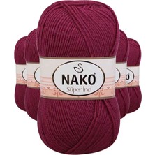 Nako 5 Adet Süper Inci El Örgü Ipi 100 gr Vişne Çürüğü 2187