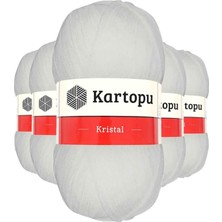 Kartopu 5 Adet Kristal Çift Katlı El Örgü Lif Ipi Beyaz K010