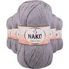 Nako 5 Adet Süper Inci El Örgü Ipi 100 gr Gri 11538