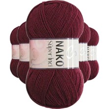 Nako 5 Adet Süper Inci El Örgü Ipi 100 gr Bordo 999
