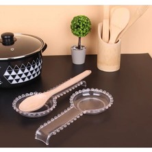 Royaleks Şeffaf Plastik Boncuklu Kelepçe Kaşık Çırpıcı Altlığı 28 cm