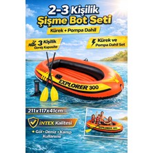UltraMint 3 Kişilik Şişme Bot Explorer 300, Kürek ve Pompa Dahil, Göl ve Deniz Için