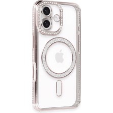 Vintessy Apple Iphone 16 Kılıf Joke Simli Magneticsafe Kılıf - Pembe