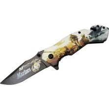 İlk El Grup 4 23 2 Marines Kurtarma / Kamp Çakı 20CM - Yarı Otomatik, Kemerlikli, Cam Kırma ve Ip Kesme Apa