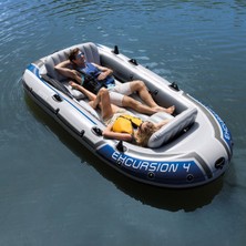 UltraMint Intex Excursion 4 Kişilik Şişme Bot ve Tekne Seti, 500 kg Motor Uyumlu
