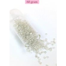 Royaleks Dökme Cam Kum Boncuk (8/0) 3 mm - 60 Gram - Şeffaf Gümüş - BNC201