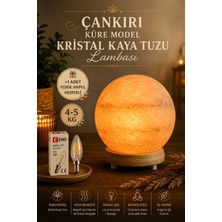 Anadolu Hasat Çankırı Küre Kaya Tuzu Lambası 4-5 kg Ahşap Tabanlı 1,5 Metre Kablolu Ampullü