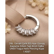 Begonia Accessories 316L Cerrahi Çelik Gümüş Kaplama Kararmaz Alerji Yapmaz Zirkon Taş Figür 1 Adet Unisex Minimal Halka Tragus Helix Küpe Piercing G503-16