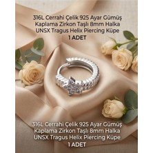 Begonia Accessories 316L Cerrahi Çelik Gümüş Kaplama Kararmaz Alerji Yapmaz Zirkon Taş Figür 1 Adet Unisex Minimal Halka Tragus Helix Küpe Piercing G503-12