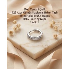 Begonia Accessories 316L Cerrahi Çelik Gümüş Kaplama Kararmaz Alerji Yapmaz Zirkon Taş Figür 1 Adet Unisex Minimal Halka Tragus Helix Küpe Piercing G503-6
