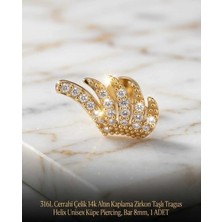 Begonia Accessories 316L Cerrahi Çelik Altın Kaplama Kararmaz Alerji Yapmaz Zirkon Taş Figür Unisex Tragus Helix Küpe Piercing A106-40